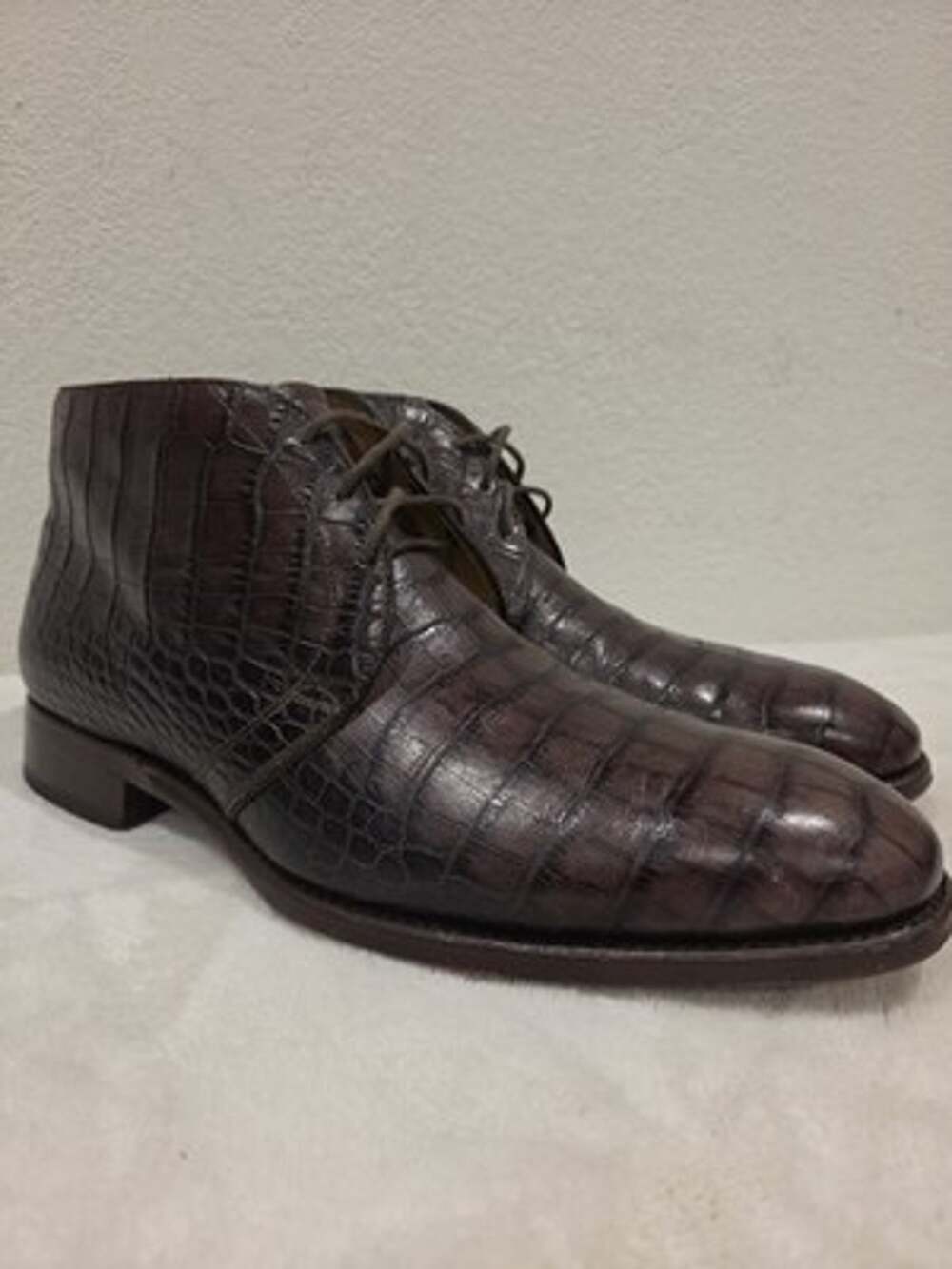 Santos by Carlos Santos Brown Alligator Chukka Boots Mens 8.5 Dress Shoes